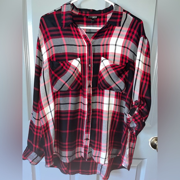 Express Tops - Express red and black plaid oversized flannel